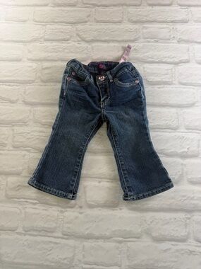 Levi's Dark Blue Denim Jeans with Pink Accents Bling 12 Months Adjustable Waist